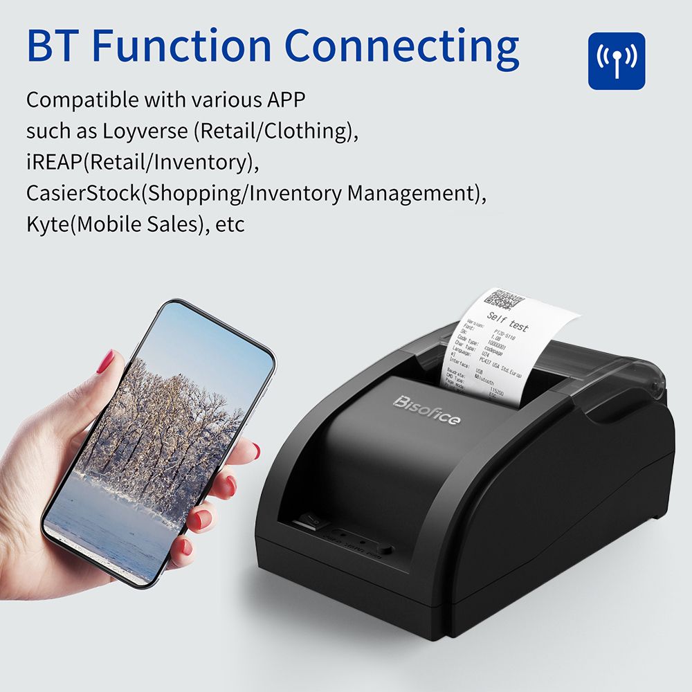 Desktop 58mm Thermal Receipt Printer Wired Barcode