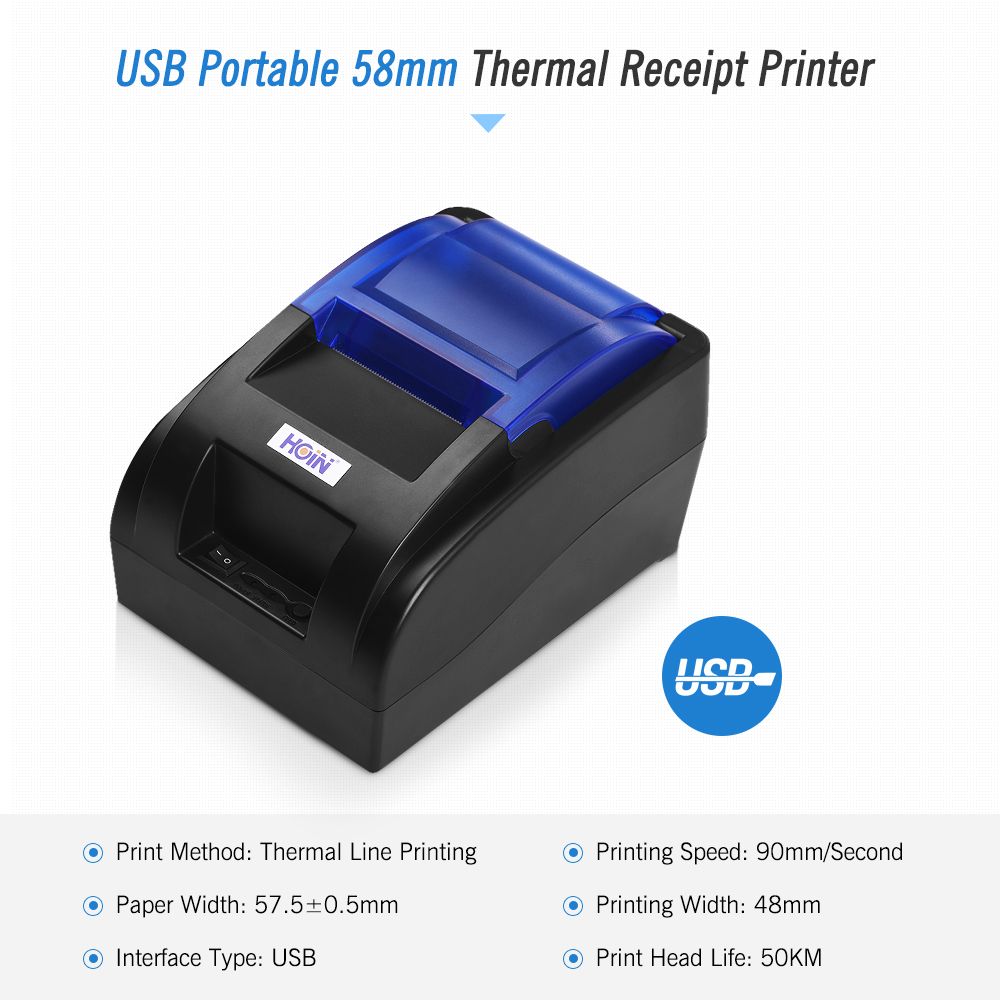 USB Portable 58mm Thermal Receipt Printer Ticket Bill