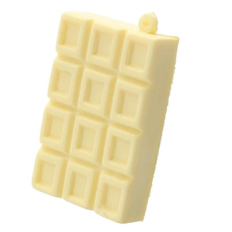 Squishy Crack Chocolate Bar Biscuit Cracker 5.5x1x6cm Sound With Packaging Collection Gift Decor Toy - Yellow Squares Apricot