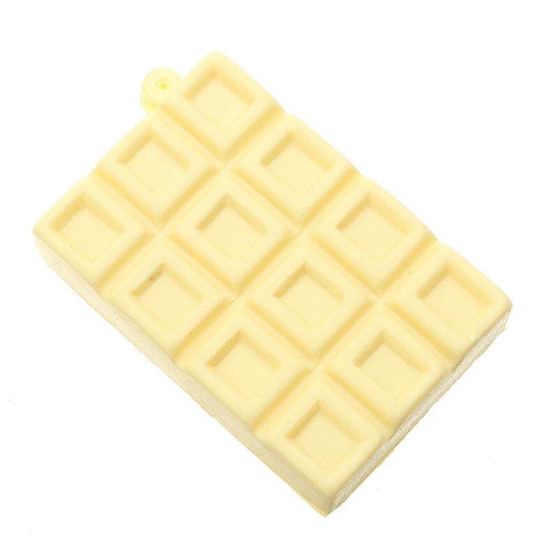 Squishy Crack Chocolate Bar Biscuit Cracker 5.5x1x6cm Sound With Packaging Collection Gift Decor Toy - Yellow Squares Apricot