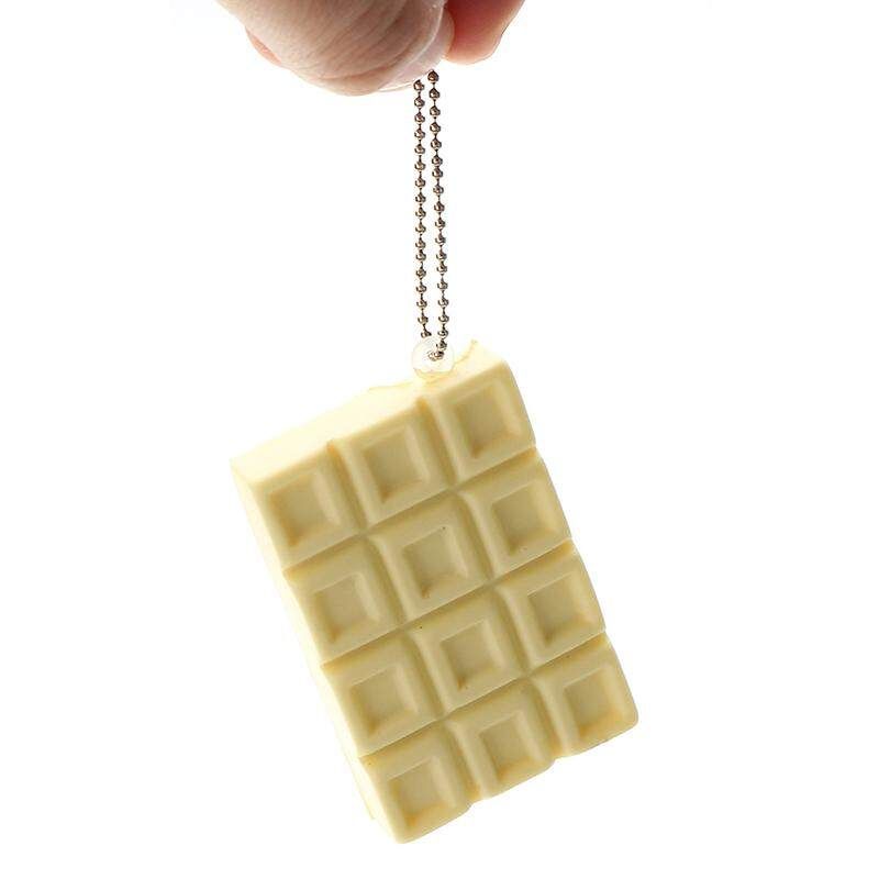 Squishy Crack Chocolate Bar Biscuit Cracker 5.5x1x6cm Sound With Packaging Collection Gift Decor Toy - Yellow Squares Apricot
