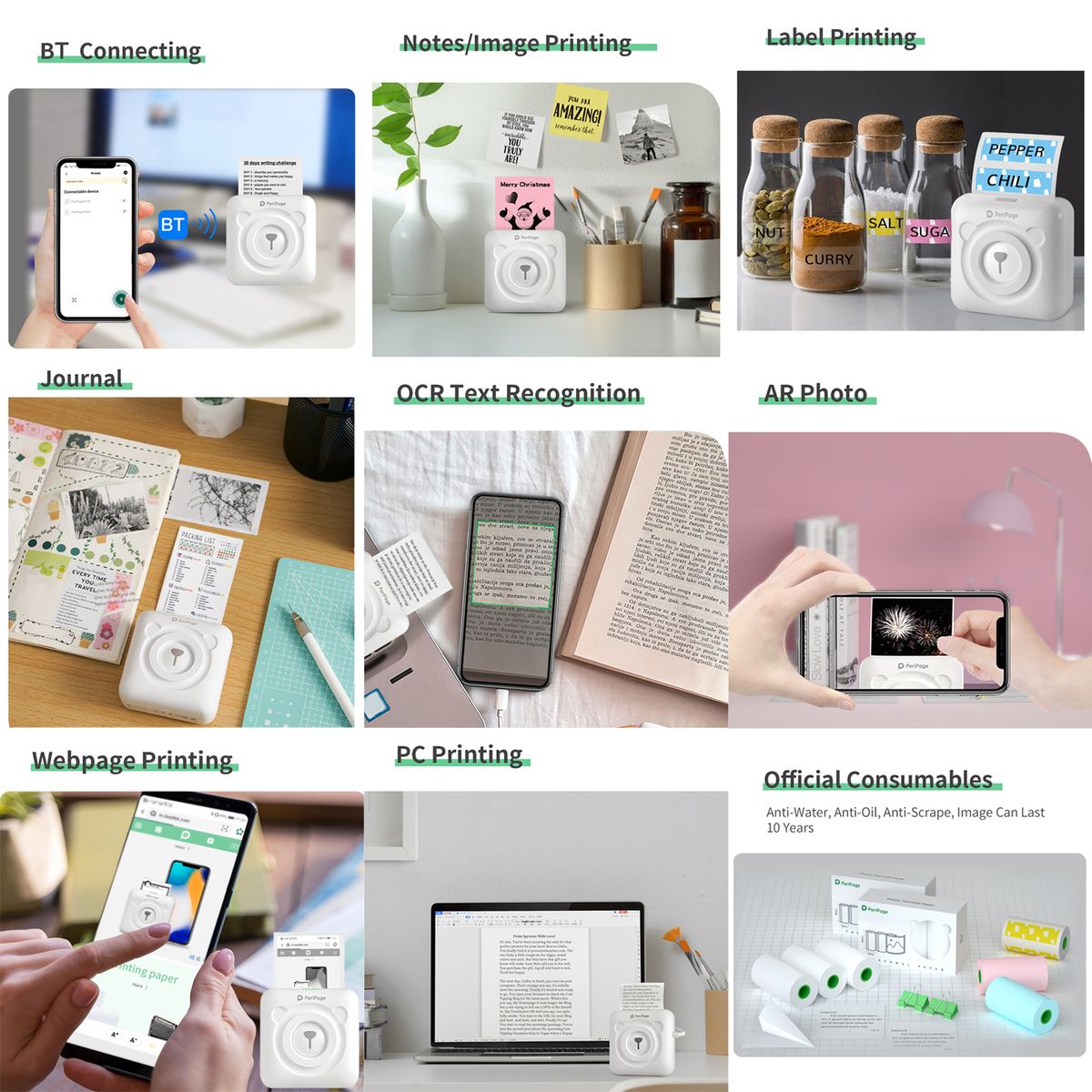 Mini Pocket Wireless BT Thermal Receipt Photo Lable Printer