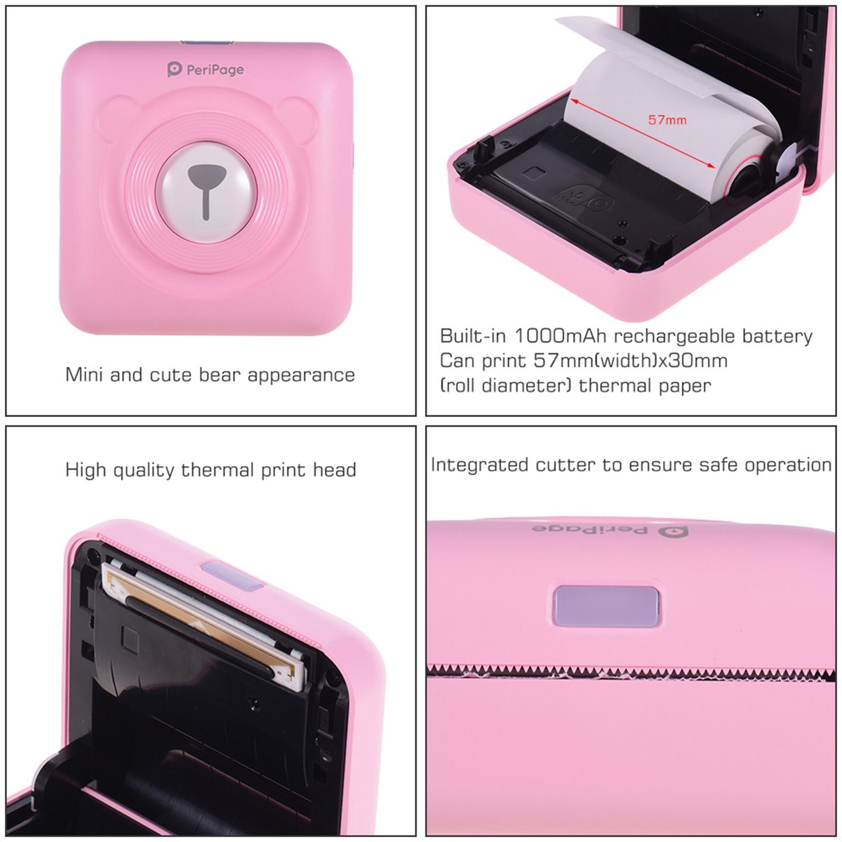 Mini Pocket Wireless BT Thermal Receipt Photo Lable Printer