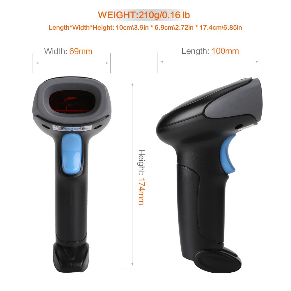 CW100 2.4G Wireless Barcode Scanner 1D Handheld Laser Barcode Reader For Warehouse, Supermarket, Express Storage