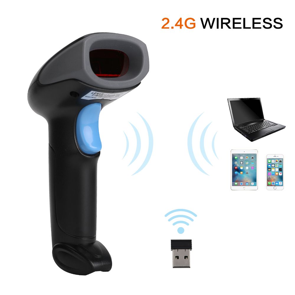 CW100 2.4G Wireless Barcode Scanner 1D Handheld Laser Barcode Reader For Warehouse, Supermarket, Express Storage