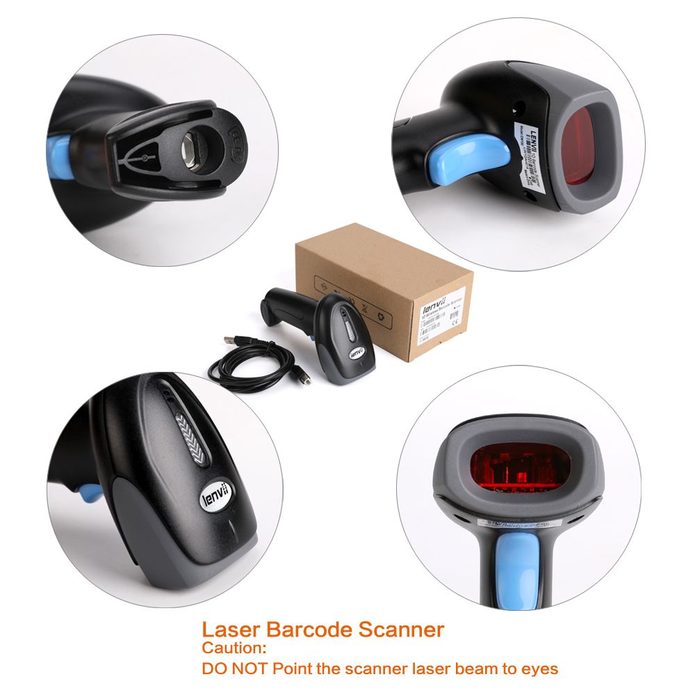 CW100 2.4G Wireless Barcode Scanner 1D Handheld Laser Barcode Reader For Warehouse, Supermarket, Express Storage