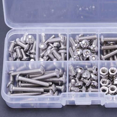 170Pcs M4 Stainless Steel Hex Drive Button Head