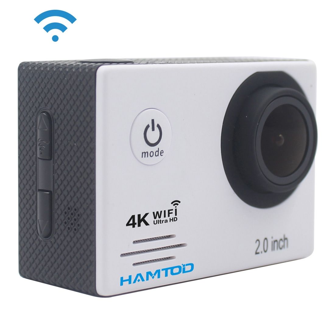 HAMTOD HF60 UHD 4K WiFi 16.0MP Sport Camera With Waterproof Case, Generalplus 4247, 2.0 Inch LCD Screen, 120 Degree Wide Angle Lens, With Simple Accessories(White)