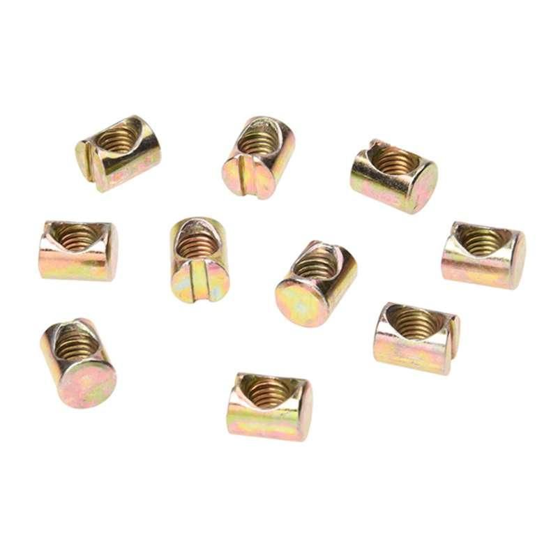 10 pcs M8 Barrel Dowel Slotted Furniture Nut for Beds Crib Chairs