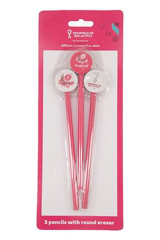 Pencil With Erasers Toppers 3-Pack, Red/White