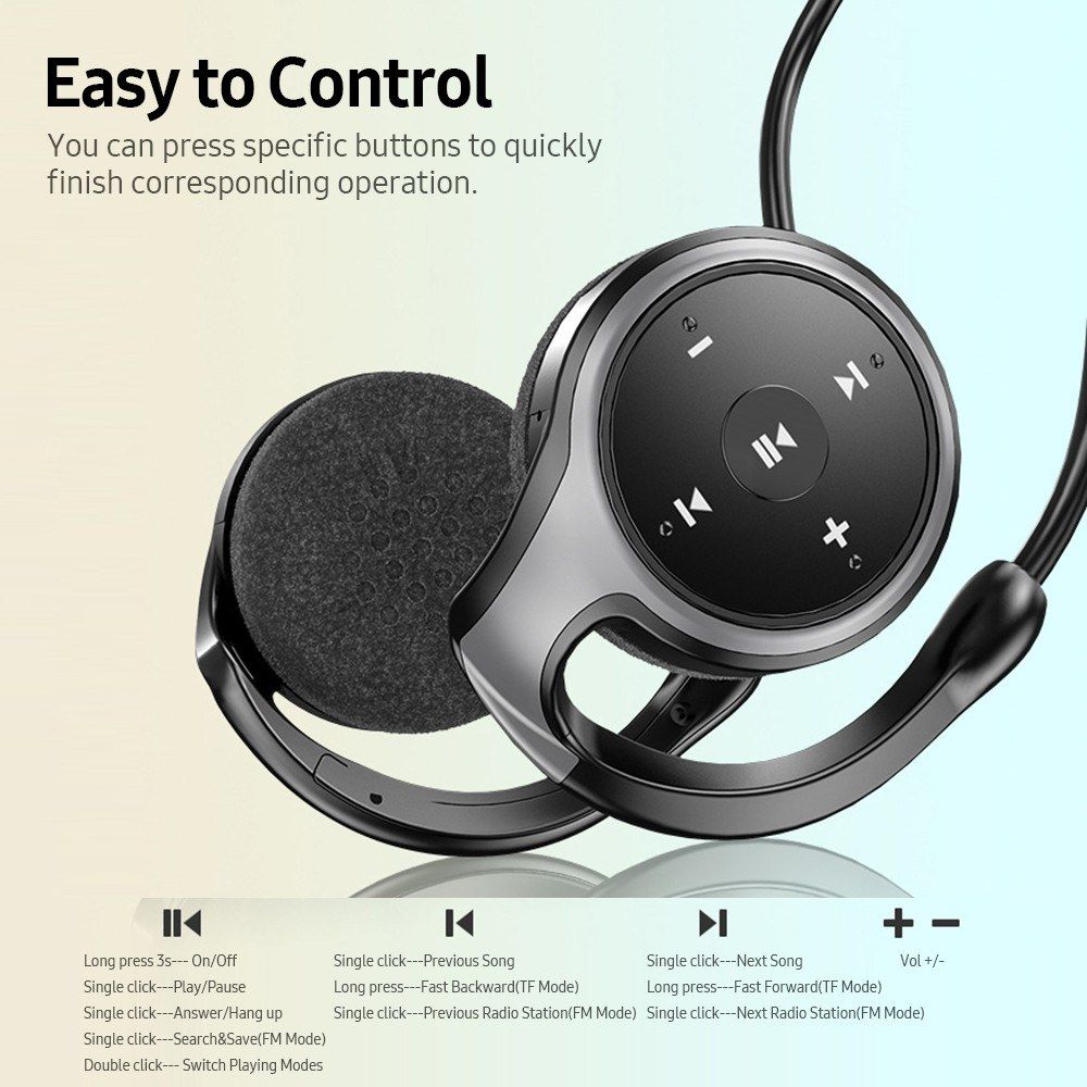 BT 5.0 Headset Lightweight Sports Headphone Support TF Card