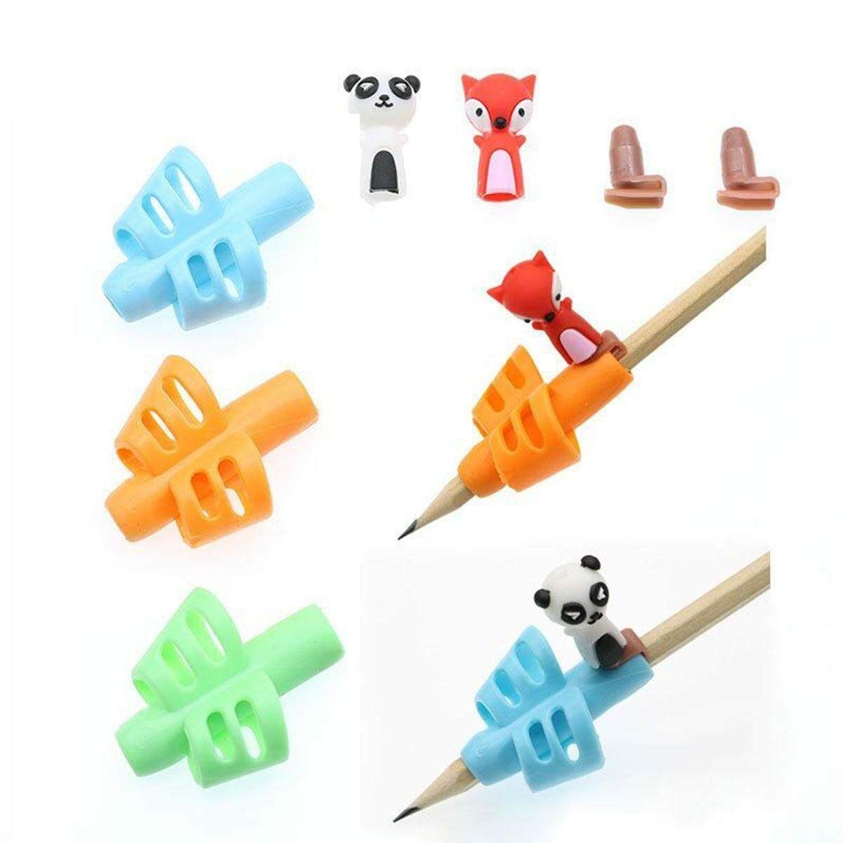 3PCS Children Kid Learning Writing Tool Hold Pencil Pen Aid Grip (Blue, Green, Yellow)