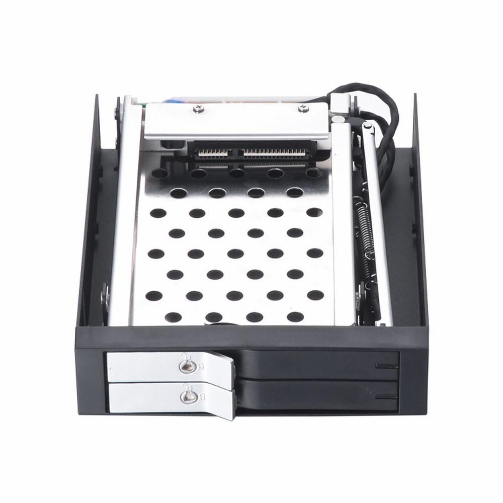 2.5 inch Internal Dual Slot Tool-free Hard Disk Rack Support Two 2.5 inch SATA HDD/SSD Safety Lock Design Support Hot Plug