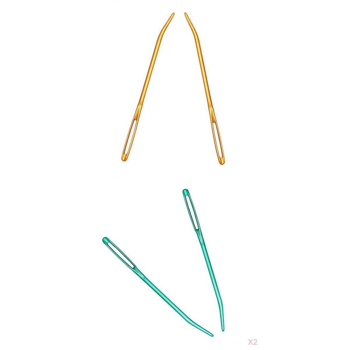 6 Pieces Aluminium Large-eye Bent Tip Knitting