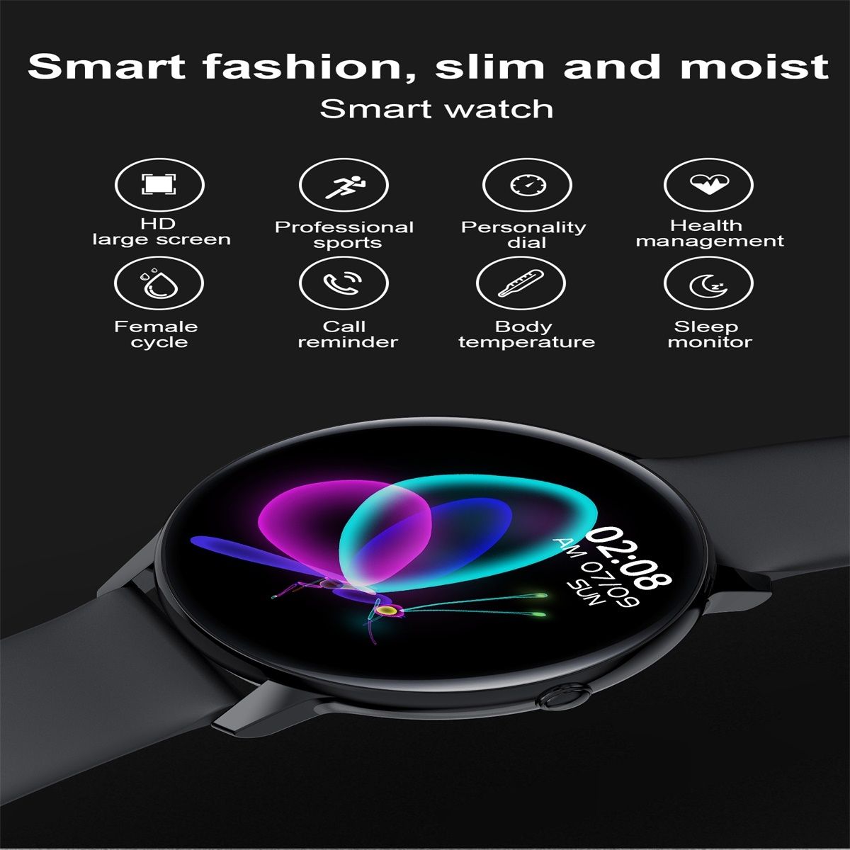 Smart Watch, IP68 Waterproof, Support Temperature/Heart Rate/Blood Pressure/Sleep  Monitoring(Silver)