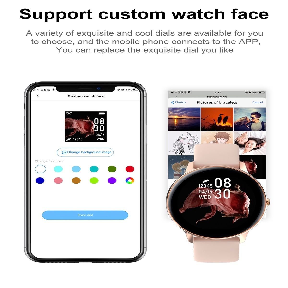 Smart Watch, IP68 Waterproof, Support Temperature/Heart Rate/Blood Pressure/Sleep  Monitoring(Silver)
