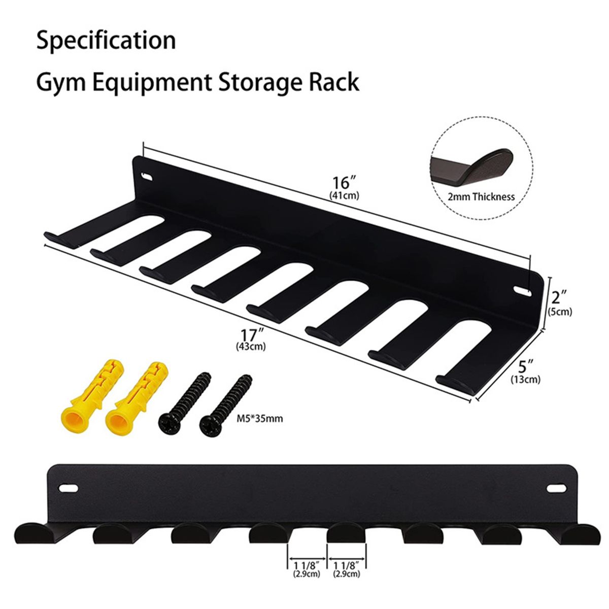 Metal Baseball Bat Vertical Display Rack Wall Mount With 7 Holes 3mm