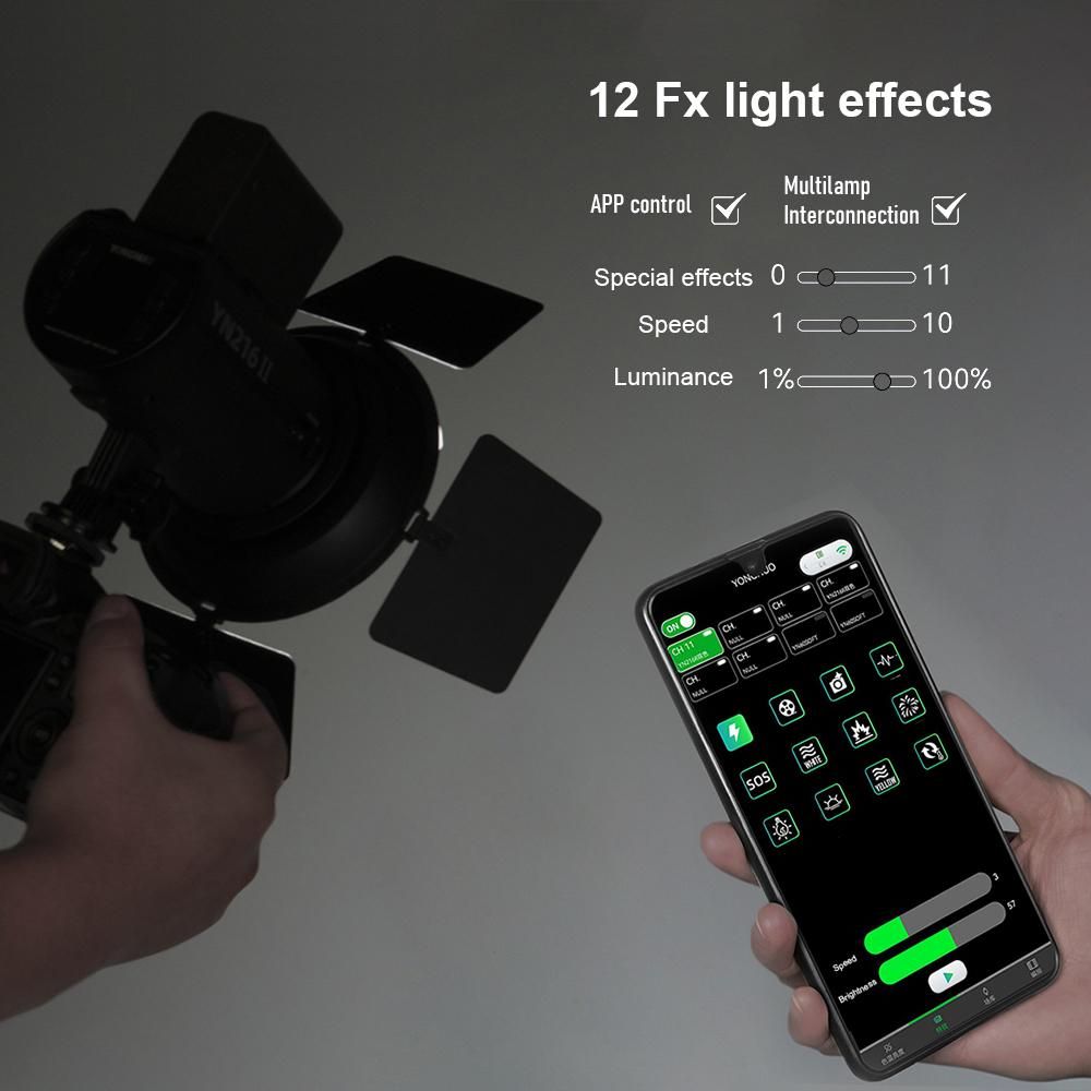 YONGNUO YN216II Bi-Color LED Video Light 24W High Power Photography Light 2700K-9900K Dimmable 332pcs Beads Support Remote Control for Live Streaming Home Studio Comercial Photography