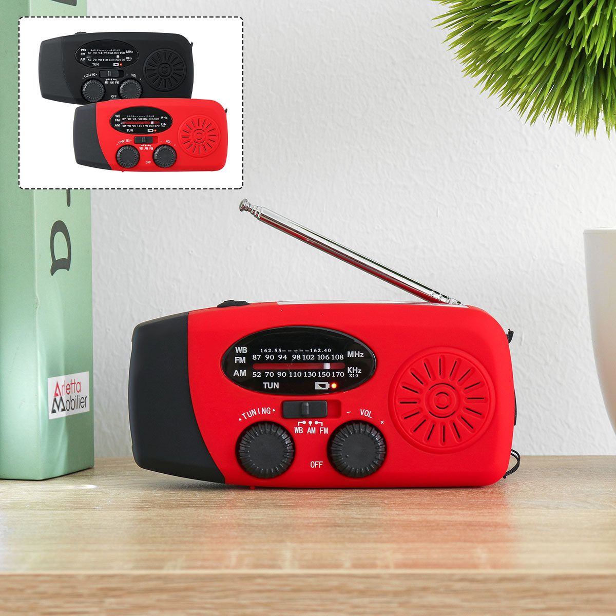 Portable Solar Emergency FM Radio Hand Crank Self Powered AM/FM/NOAA USB Charging With 3 LED Flashlight Outdoor Lighting Camping Hiking Multi-function Red