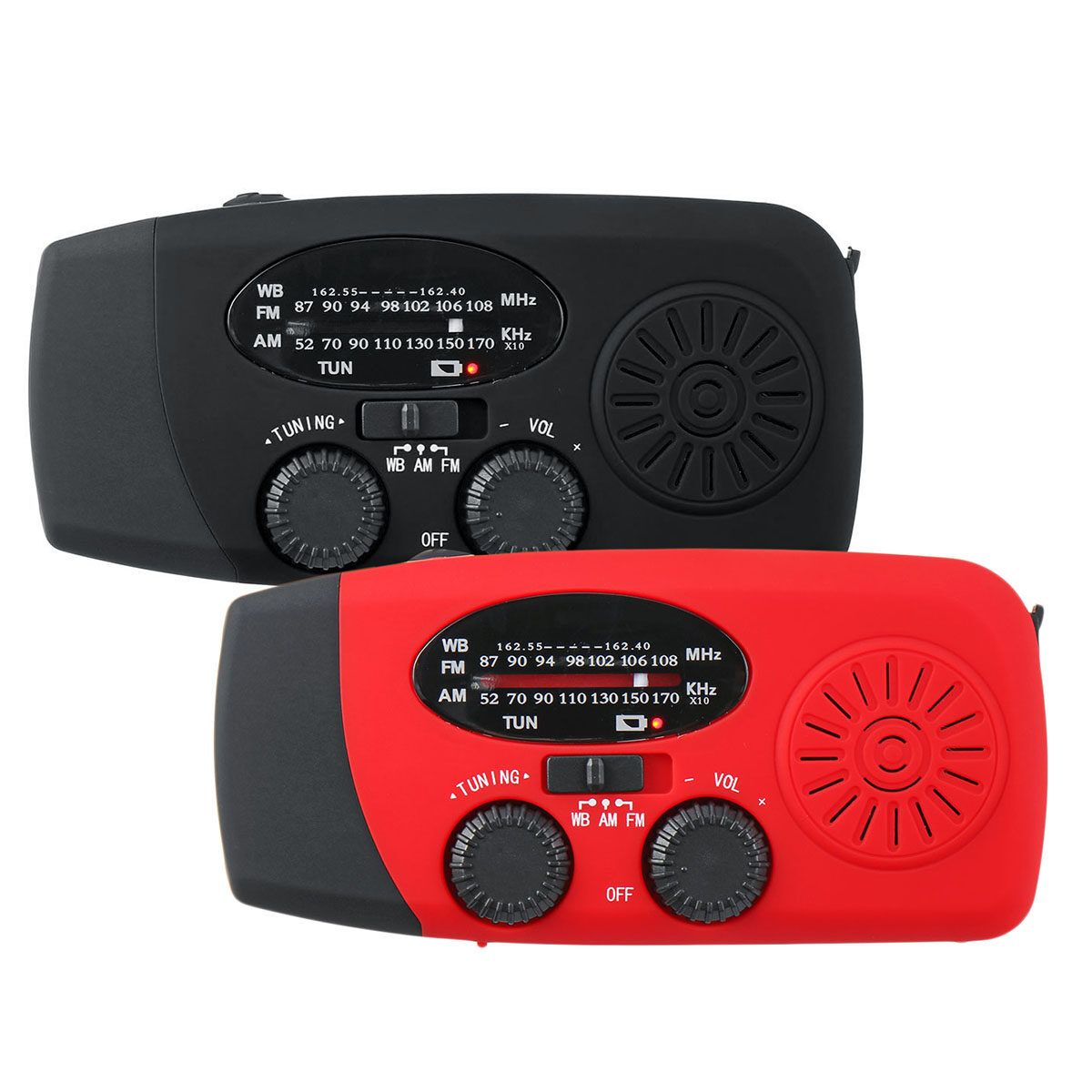 Portable Solar Emergency FM Radio Hand Crank Self Powered AM/FM/NOAA USB Charging With 3 LED Flashlight Outdoor Lighting Camping Hiking Multi-function Red