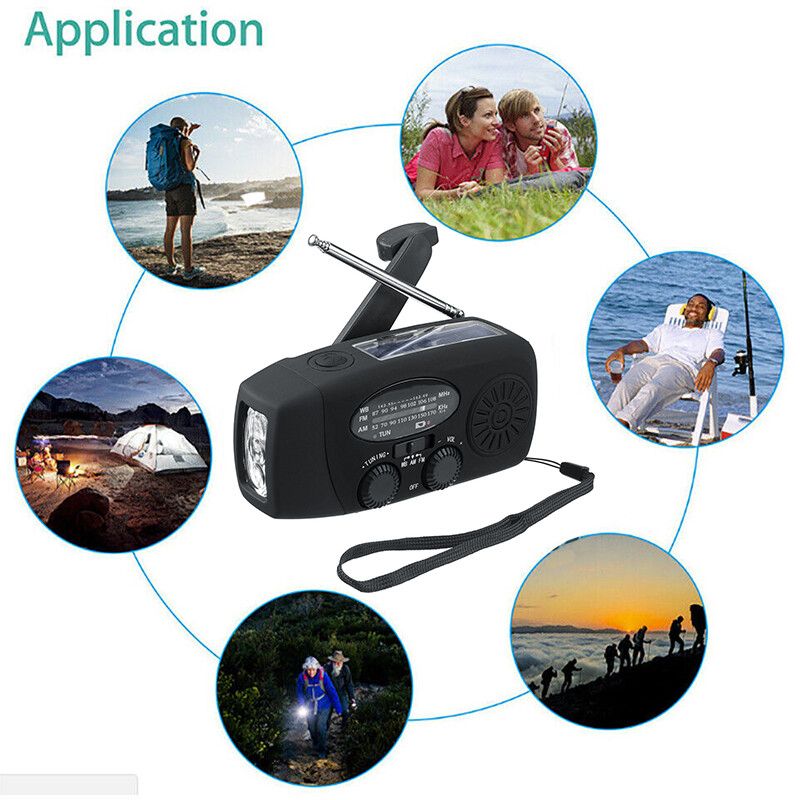 Portable Solar Emergency FM Radio Hand Crank Self Powered AM/FM/NOAA USB Charging With 3 LED Flashlight Outdoor Lighting Camping Hiking Multi-function Red