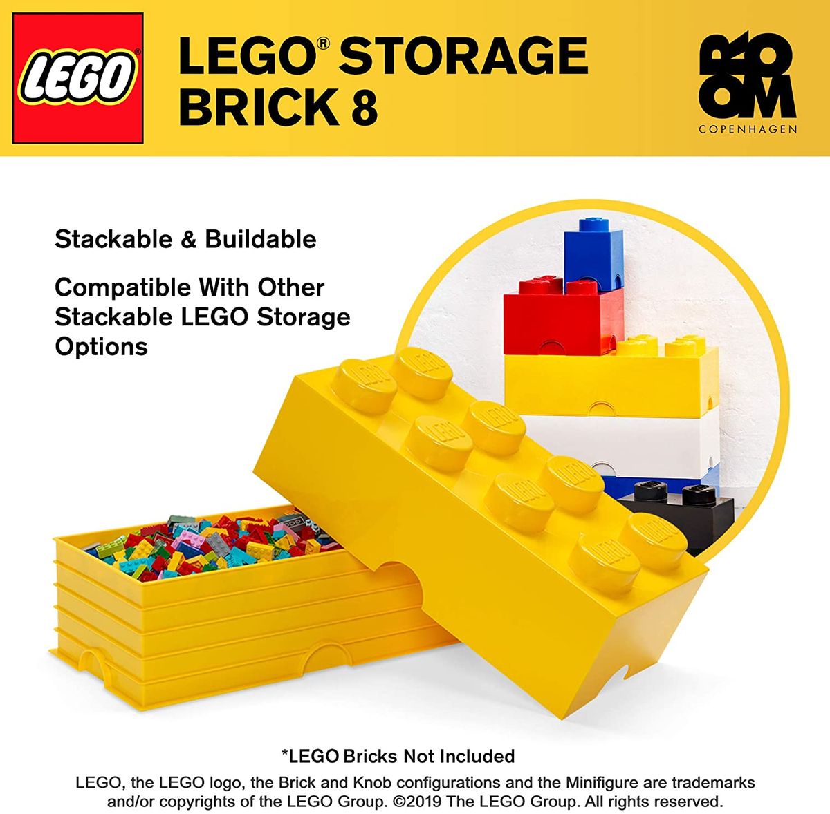 Room Copenhagen Brick 8 Knobs Stackable Storage Box - Yellow
