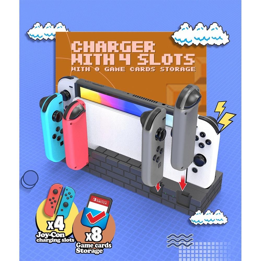 For Joy-Con Controller Charger Dock Stand Station Holder for Nintendo Switch NS Joy-Con Game Dock for Charging, Brown
