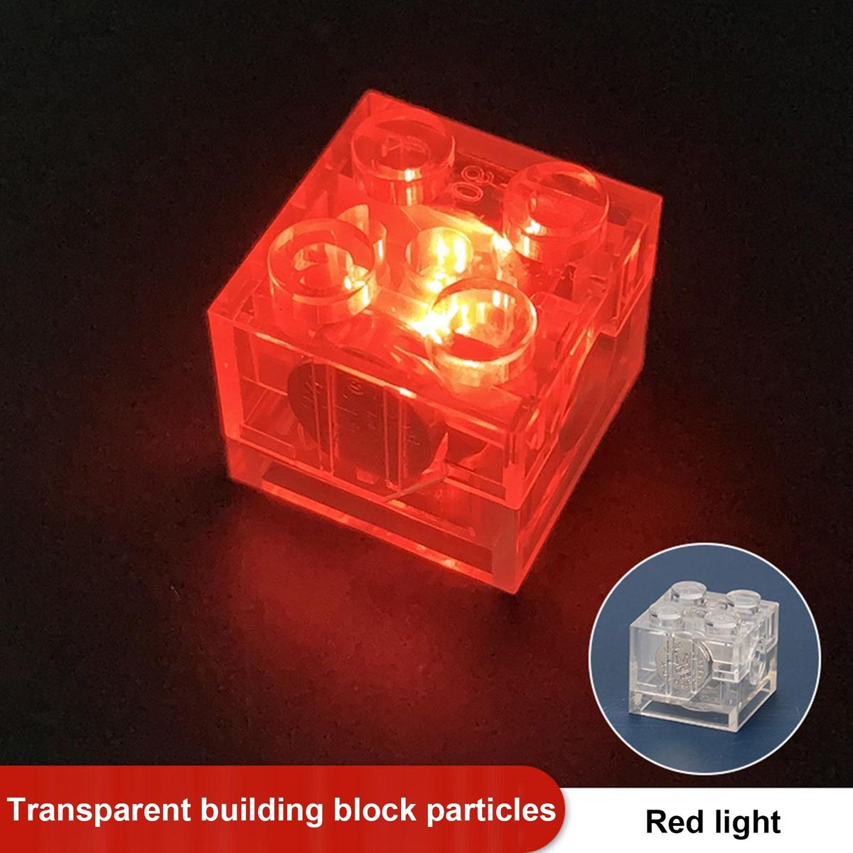 Building Block Toy Light Up Building Block Brick Red