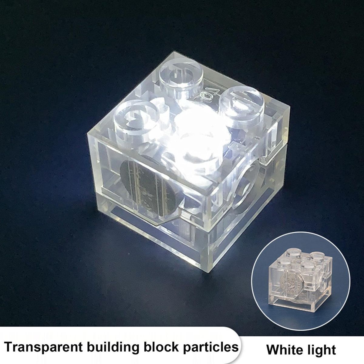 Building Block Toy Light Up Building Block Brick White