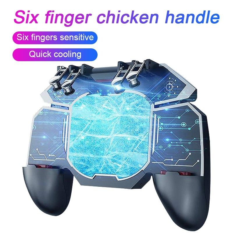 DL88 Phone Cooler Fan Game Controller Grip 6 Finger Trigger Joystick For PUBG Phone Game Controller For Mobile Phone Games