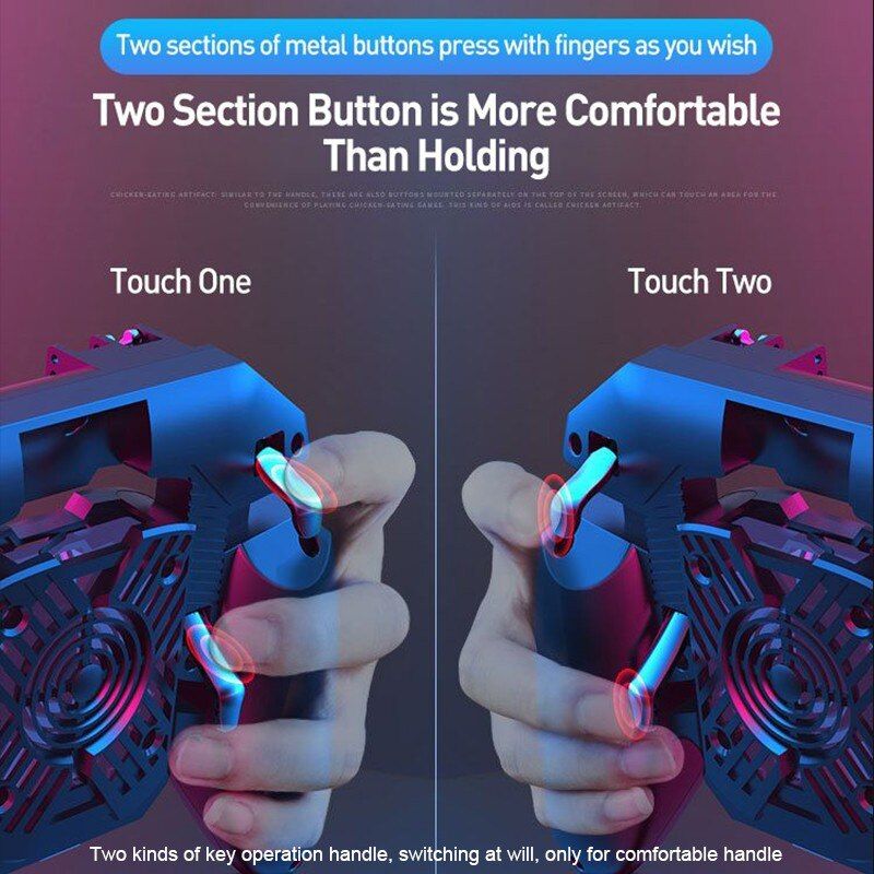 DL88 Phone Cooler Fan Game Controller Grip 6 Finger Trigger Joystick For PUBG Phone Game Controller For Mobile Phone Games