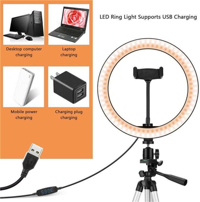 LED ring light with mobile phone holder, suitable for live broadcast/makeup/YouTube video/TikTok, compatible with all mobile phones