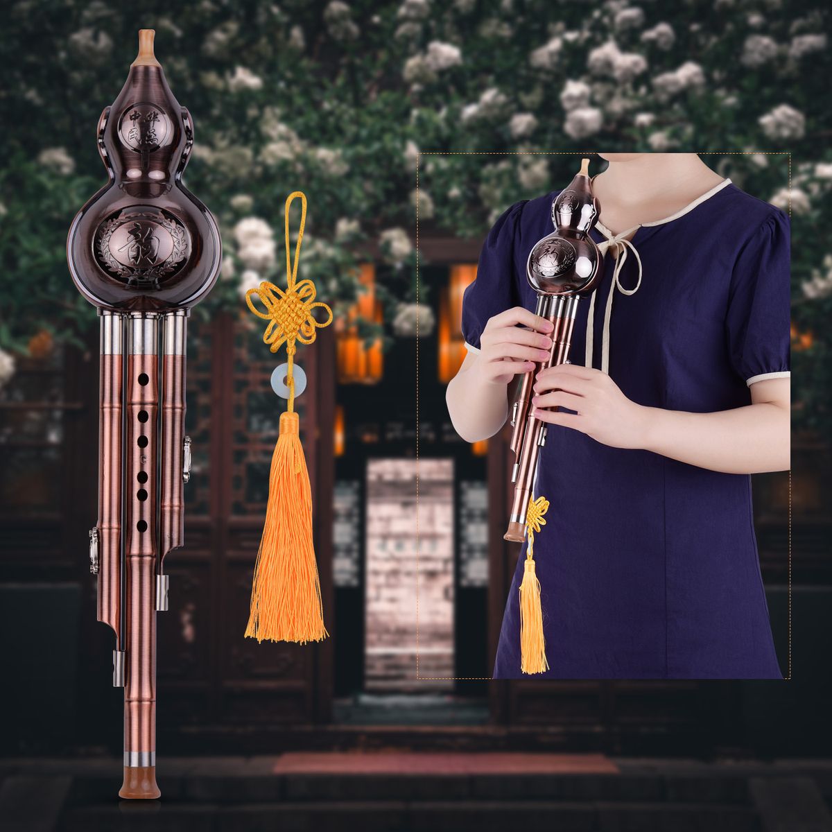 3 Tone C-Key Hulusi Gourd Cucurbit Flute Aluminum With