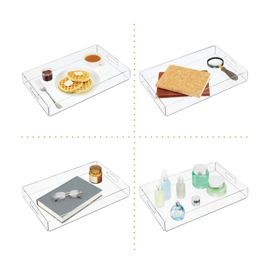 Rectangle Serving Tray Acrylic Decorative Tray Organiser For Clear