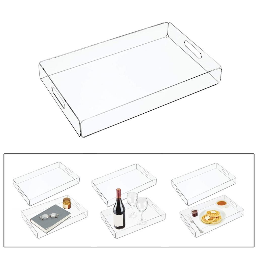 Rectangle Serving Tray Acrylic Decorative Tray Organiser For Clear