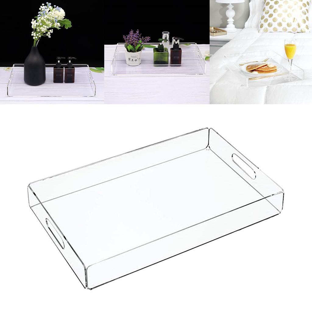 Rectangle Serving Tray Acrylic Decorative Tray Organiser For Clear