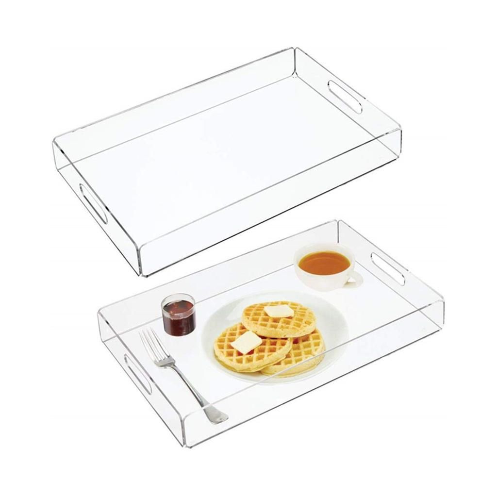 Rectangle Serving Tray Acrylic Decorative Tray Organiser For Clear