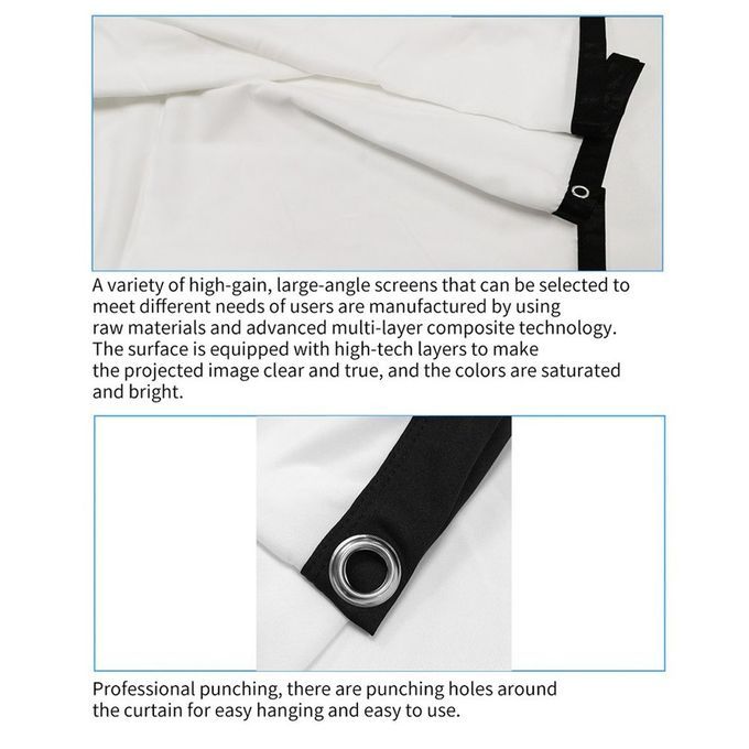 Ple Folding Soft  Urtain HD Portable Proje Tor  Urtain Polyester Spandex  Orporate Offi E Home Theater-White-60 In Hes