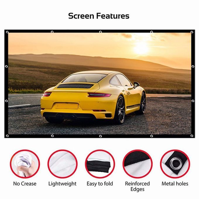 Ple Folding Soft  Urtain HD Portable Proje Tor  Urtain Polyester Spandex  Orporate Offi E Home Theater-White-60 In Hes