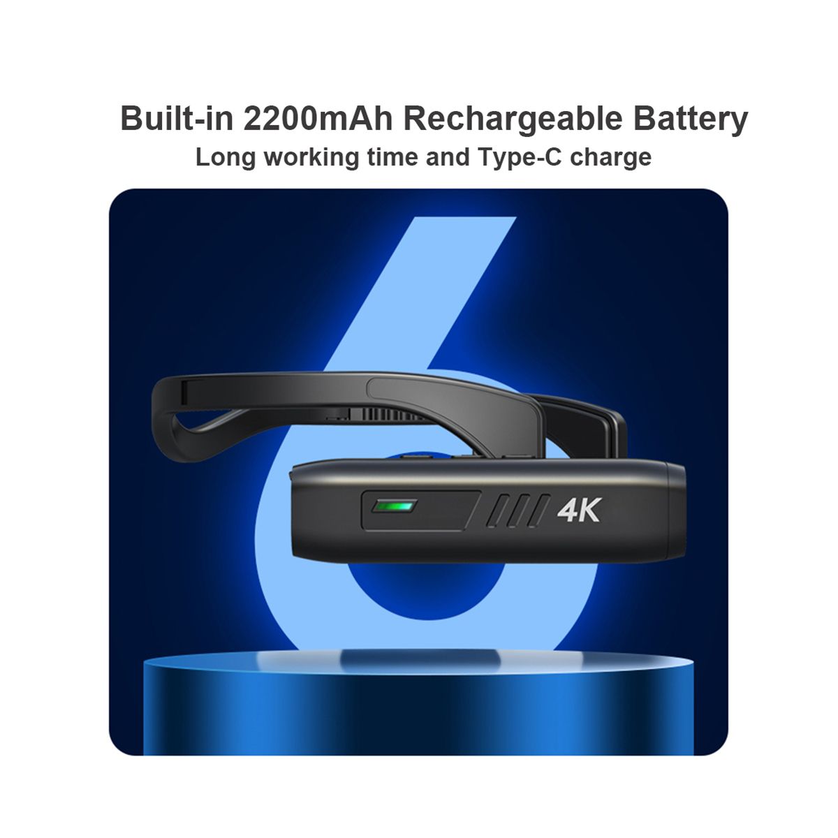 4K 30FPS Head Mounted Camera Wearable WiFi Video Camcorder Camera 120°Wide Angle Lens Anti-Shake APP Control Camera