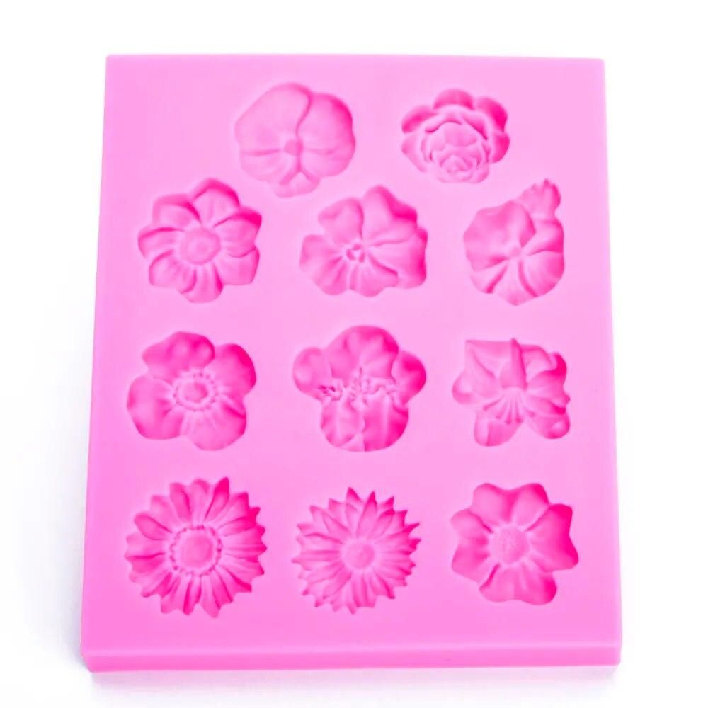 Flower shape 3D Craft Relief Chocolate confectionery Silicone Mold Fondant Cake Kitchen Decorating DIY Tools FT-1095