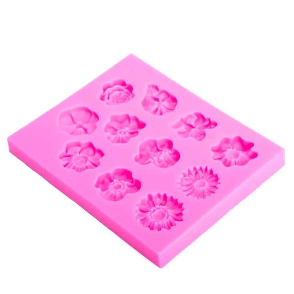 Flower shape 3D Craft Relief Chocolate confectionery Silicone Mold Fondant Cake Kitchen Decorating DIY Tools FT-1095