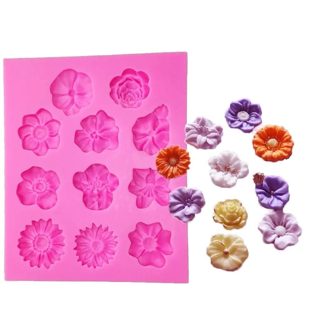 Flower shape 3D Craft Relief Chocolate confectionery Silicone Mold Fondant Cake Kitchen Decorating DIY Tools FT-1095