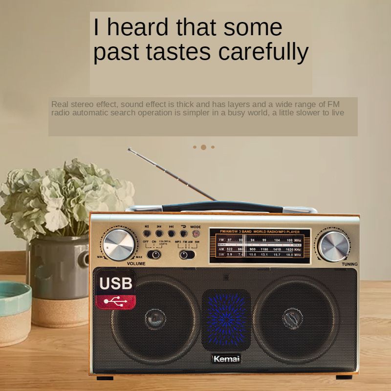 Outdoor Retro Bluetooth Speaker Home Rechargeable Portable Radio 3 Band AM FM SW Radio With USB TF AUX Player Extension Anten