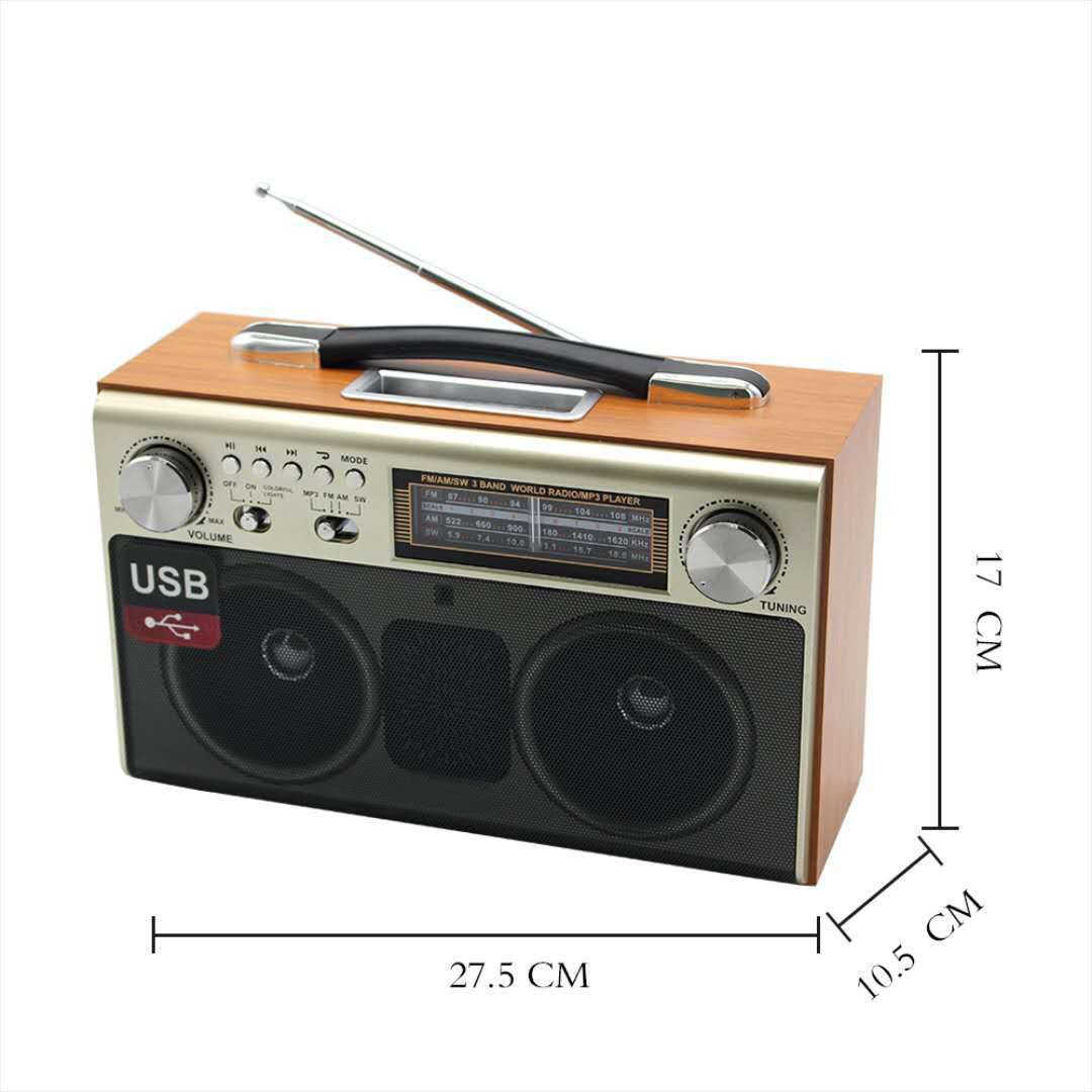 Outdoor Retro Bluetooth Speaker Home Rechargeable Portable Radio 3 Band AM FM SW Radio With USB TF AUX Player Extension Anten