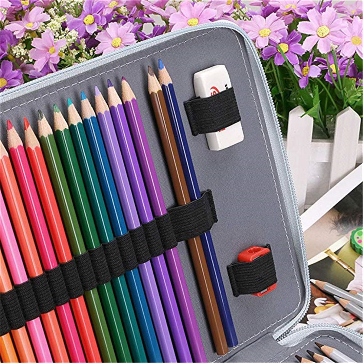Professional Sketching Drawing Set Art Pencil Kit Artists Graphite 200 Slot Case Grey