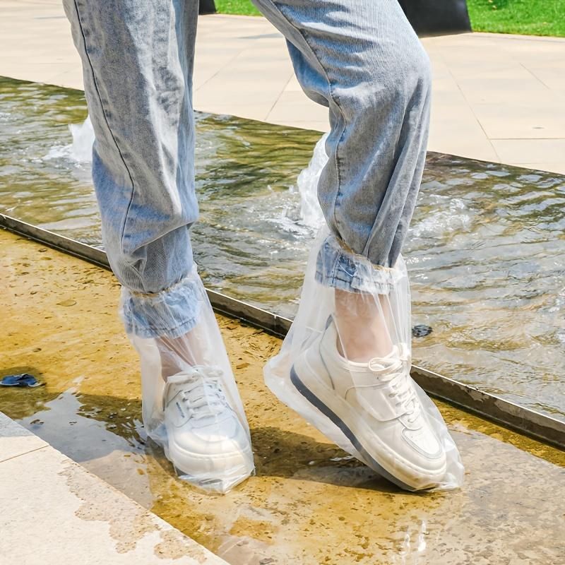 10pcs Disposable Rain Shoe Cover, Waterproof Anti Slip Transparent Plastic