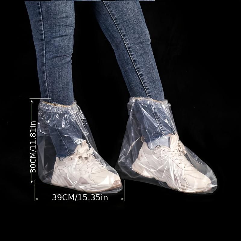 10pcs Disposable Rain Shoe Cover, Waterproof Anti Slip Transparent Plastic
