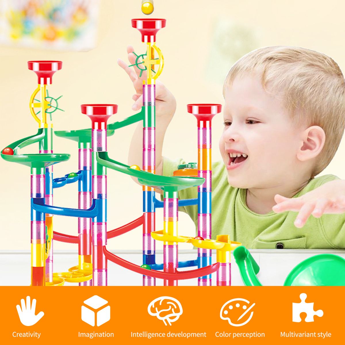 Construction Marble Run Race Track DIY Building Railway 109