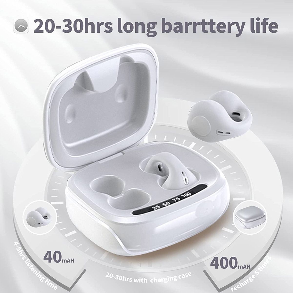 Wireless Earphone Bone Conduction Headphones Clip on Open